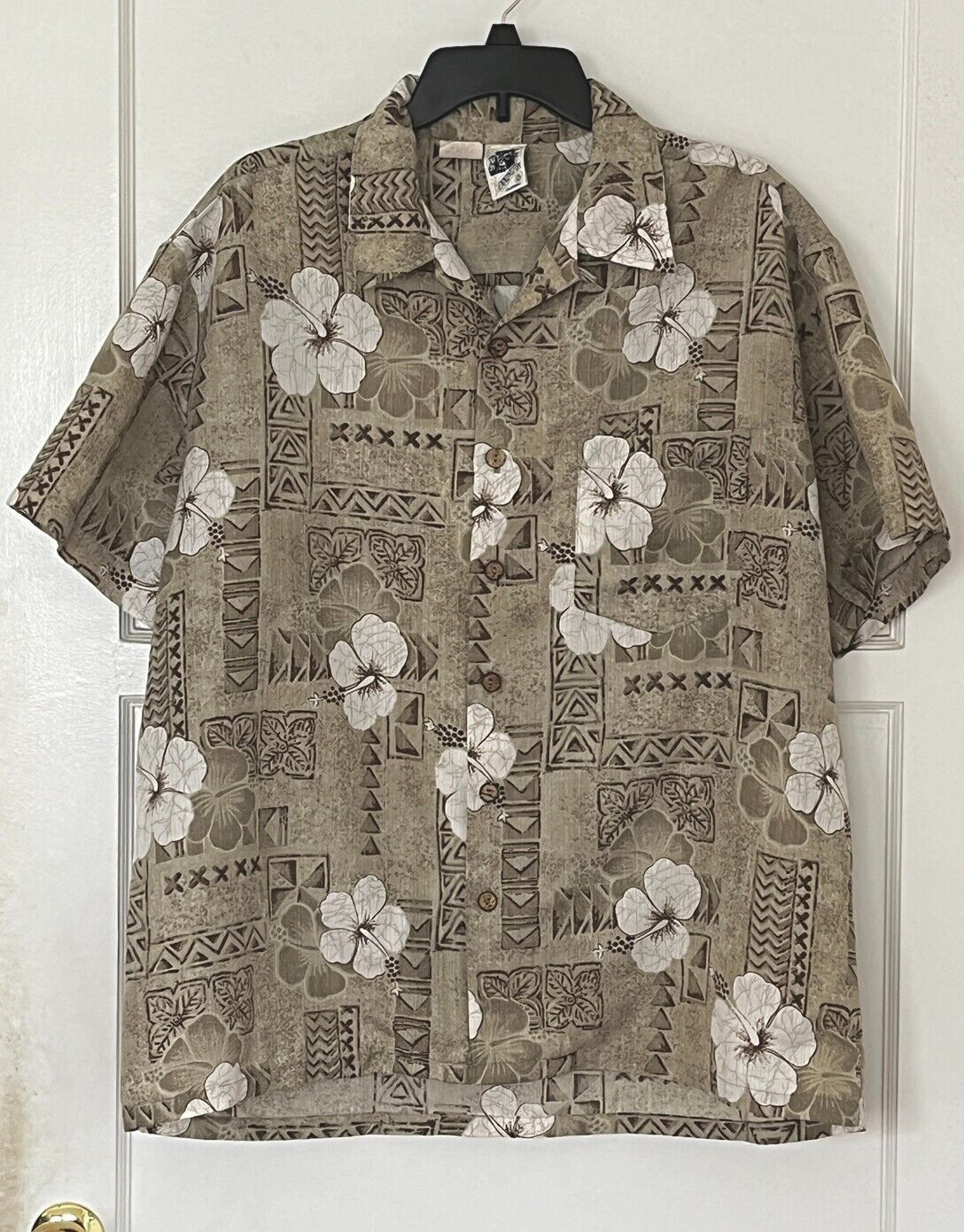 Hawaiian Style Shirt -Hibiscus Floral and Tribal Print - Sz XL by Kennin... - $24.72