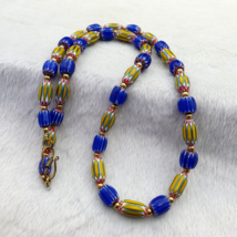 Vintage Chevron Venetian Style Multilayers Glass Beads Necklace NC-802 - £38.76 GBP