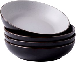 Amorarc 8.5&#39;&#39; Stoneware Pasta Bowls, 32Oz Large Speckled Bowls Set, Matte Black - £30.56 GBP