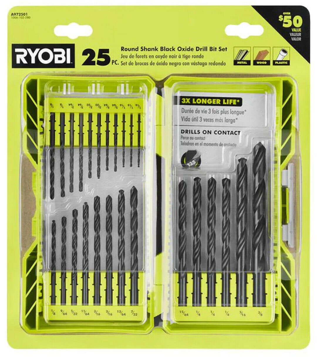 Ryobi - A972501 - Black Oxide Round Shank Drill Bit Set - 25-Piece - £31.25 GBP