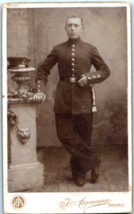 WWI German Soldier Long Bayone Knot Cabinet Card Photograph - £8.05 GBP