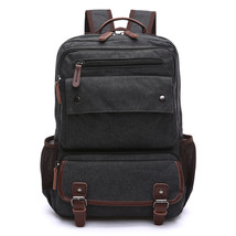 Men vintage Canvas Backpack Male Laptop College Student School Bags for Teenager - £67.50 GBP