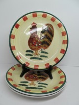 Baum Bros Style Eyes Red Check Rooster 10 3/4&quot;  Dinner Plates  Bundle of 3 - £23.77 GBP
