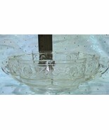 Vintage Jeannette Clear Embossed Pressed Glass Floral Dish Bowl with Two... - €18,84 EUR