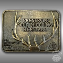 Vintage Belt Buckle NRA Preserving Our Shooting Heritage Antlers National Rifle - £17.53 GBP