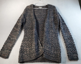 Self Esteem Cardigan Sweater Women Medium Gray White Knit Long Sleeve Open Front - £12.28 GBP