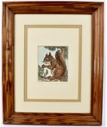 Original Hand Colored Etching Chickaree by Lynn Meiners Framed Artwork 1... - $116.24 CAD