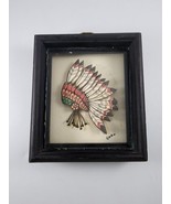 Vintage Small 3D Shadow Box Indian Headdress Layered Paper Framed Art Si... - £38.82 GBP