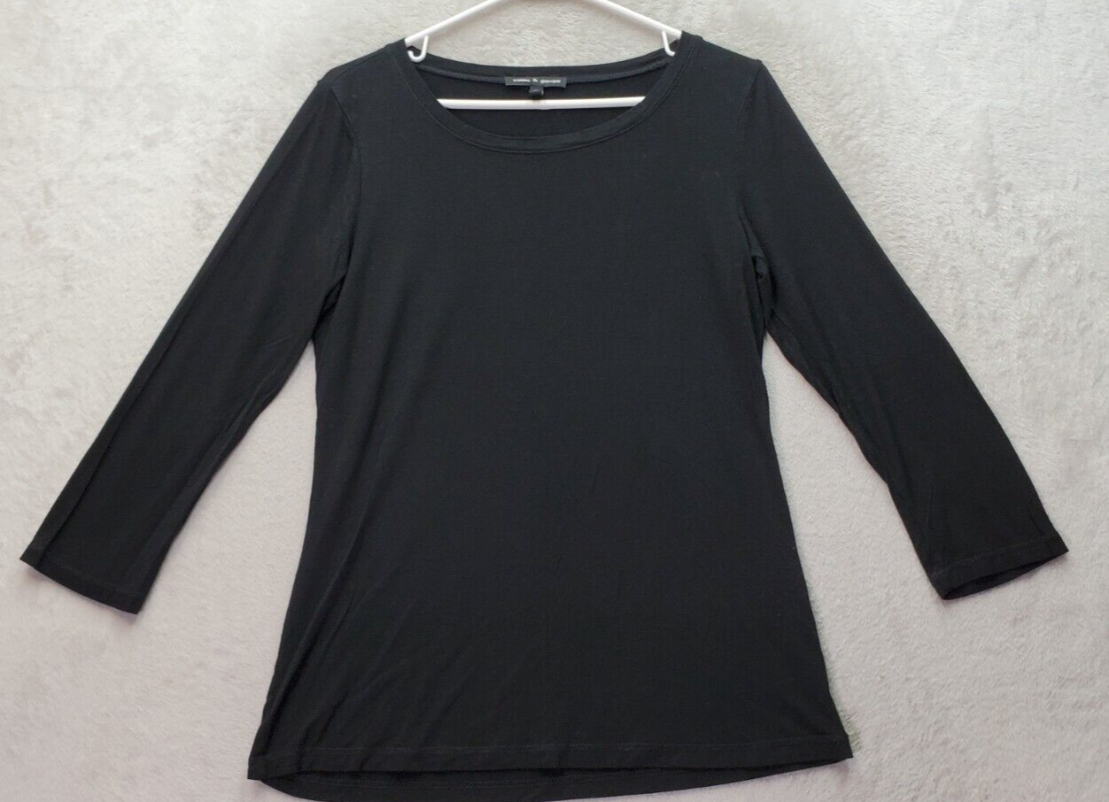 Primary image for Cable & Guage Blouse Top Women's Size Medium Black Long Casual Sleeve Round Neck