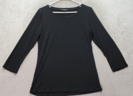 Cable &amp; Guage Blouse Top Women&#39;s Size Medium Black Long Casual Sleeve Ro... - $20.27