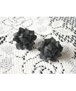 Vintage Marvella Black Metal Flower Clip/Screw-Back Earrings - Marvella ... - £15.70 GBP