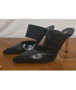 Schutz Ciara Pump Mid Mule Black Snake Embossed Heels Shoes Size 7.5 New - $1,012.64 MXN