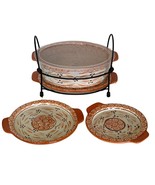 Casserole Trivet Dish 3 Plates Metal Stand 6pc Temptations by Tara Old W... - $37.40