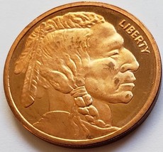 2010 Indian Head Liberty copper .999 One AVDP Oz 1-1/2&quot; coin - £3.95 GBP