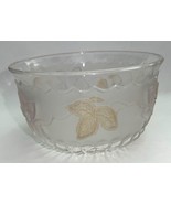 Vintage satin glass bowl with embossed flowers and leaves - $20.36 CAD