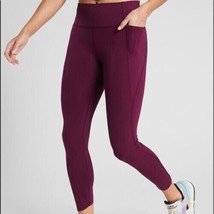 Athleta Velocity Stash Pocket 7/8 Tight Burgundy Pockets 405454 Womens Size M - £23.18 GBP