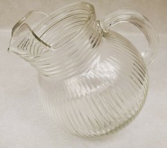 Small Tilt Juice Pitcher - Ribbed Pattern Clear Glass Nice Small Pitcher - $24.55