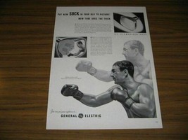 1953 Print Ad GE Aluminized TV Picture Tubes Rocky Marciano Champion Boxer - £10.94 GBP