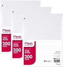 Mead Loose Leaf Paper, 3 Pack, 3 Hole Punch Reinforced Filler Paper, Wid... - £28.30 GBP