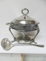 Silverplate Casserole Dish Server Marinex Glass Insert PYREX Lid laddle W/WARMER - $105.92