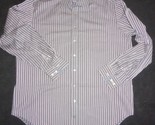 Bugatchi Uomo Long Sleeve Striped Shirt Black Button Front Mens 2XL - £19.83 GBP