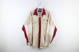 Vintage 90s Wrangler Mens Large Faded Western Color Block Snap Button Shirt - £35.57 GBP