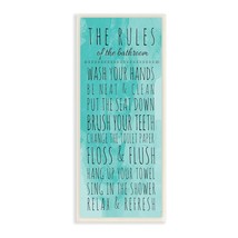 Stupell Home Dcor Bathroom &quot;The Rules&quot; Turquoise Wall Plaque Art, 7 x 0.5 x 17,  - £29.33 GBP