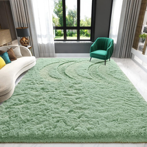 Zedrew Rug Carpets Sage-Green Area Rugs Fluffy Carpets, 4X6 Feet Indoor Plush Ru - £33.37 GBP