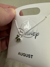 Disney Parks Mickey Mouse Faux Peridot August Birthstone Necklace Silver Color  image 5