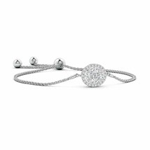 Authenticity Guarantee 
ANGARA Oval Composite Diamond Halo Bolo Bracelet in 1... - £1,871.38 GBP