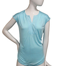 Lands&#39; End Women Size XS 2/4 Petite, Split Neck Tunic, Aqua Shell - £11.80 GBP