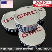 Set of 4 Chrome Polished Red GMC Center Hub Caps 2014-2023 Yukon XL Sier... - $24.95