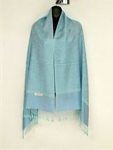Paisley Sky Blue Pashmina Scarf Shawl Paisley Silk Cashmere - $19.98