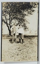 Rppc Adorable Little Boy and His Donkey c1910 Real Photo Postcard O4 - £9.35 GBP