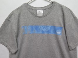 Vtg Nike USA Made Swirl Blue Bar Graphic T Shirt size L XL Silver Tag - £18.78 GBP