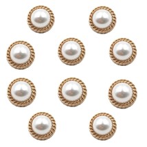 10Pcs Round Pearl Buttons With Shank For Sewing Gold Button Crafts For C... - £13.32 GBP