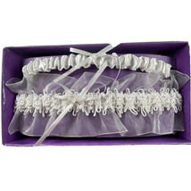 Wedding Garter Set of 2 Bridal White Organza Satin 1 Toss 1 Keep Cathys Concepts - £11.64 GBP