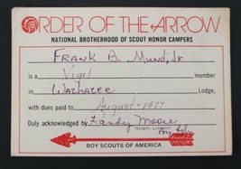 1977 Wazhazee Vigil Order Arrow OA WWW BSA Boy Scout America Member Card - $8.99