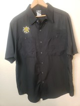 Knight Apparel Large Black Wsu Wu Shock Button Vented Fishing Shirt Wichita - £8.81 GBP