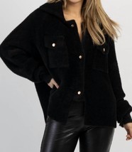 Bucketlist frankie soft fur shacket in Black - £38.32 GBP