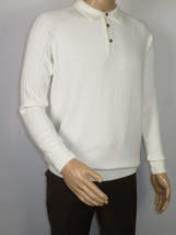 Men's Sweater Knit By BRANGO Turkey Polo Neck Cotton Blend 21228 White image 7