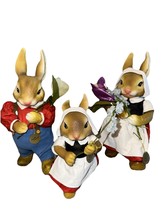 3 Easter Bunny Figurines Rabbit Family Set Farmhouse Farm Country Amish ... - $44.13 CAD