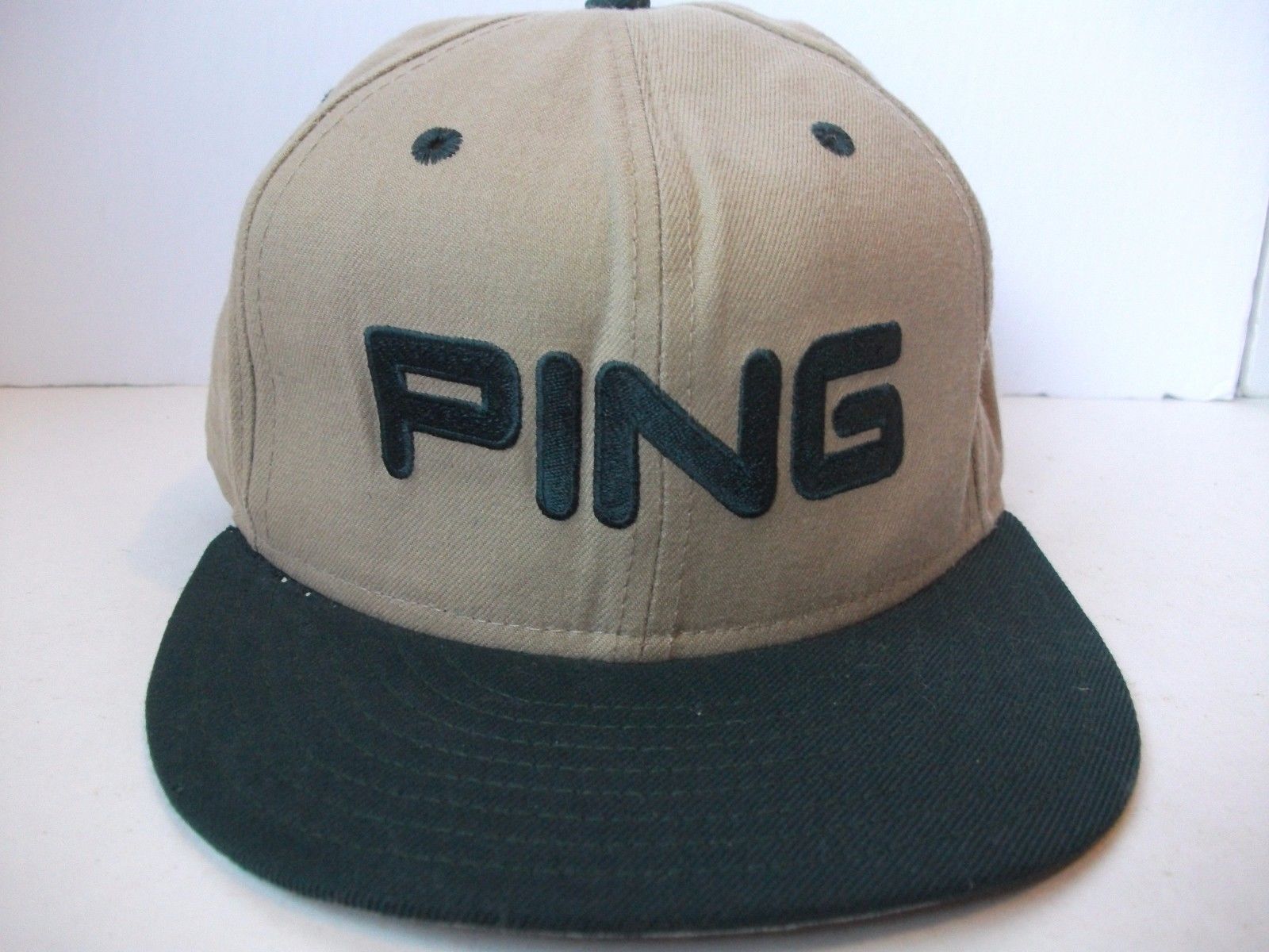 Ping by Karsten Golf Hat 7.5 Fitted Wool Beige Baseball Cap Made in USA - $15.36
