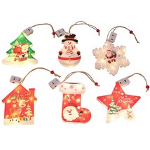 6pcs Christmas Led Pendant Xmas Tree Hanging Ornaments For Home Decoration - £21.60 GBP