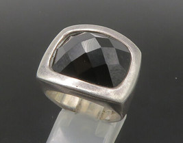 925 Sterling Silver - Vintage Faceted Black Spinel Cocktail Ring Sz 9 - RG22403 - £60.29 GBP