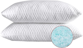 2 Pillows Shredded Memory Foam Bed Pillows for Sleeping Washable Removable - £52.09 GBP