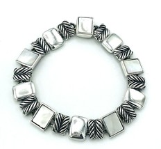 Premier Designs Silver Tone Mother Of Pearl Link Bracelet - £17.40 GBP