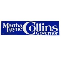 Vtg 1980&#39;s Martha L Collins for Kentucky Governor Campaign Bumper Sticke... - $9.50