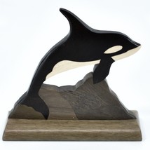 Northwoods Handmade Wooden Parquetry Orca Whale Natural Wood Sculpture Figure - £19.77 GBP