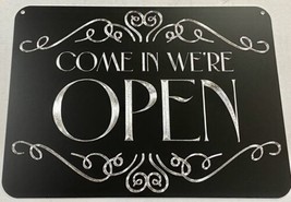 Engraved Double Sided Open Closed Diamond Etched Black Metal Business Sign 12x9 - $674.33 MXN